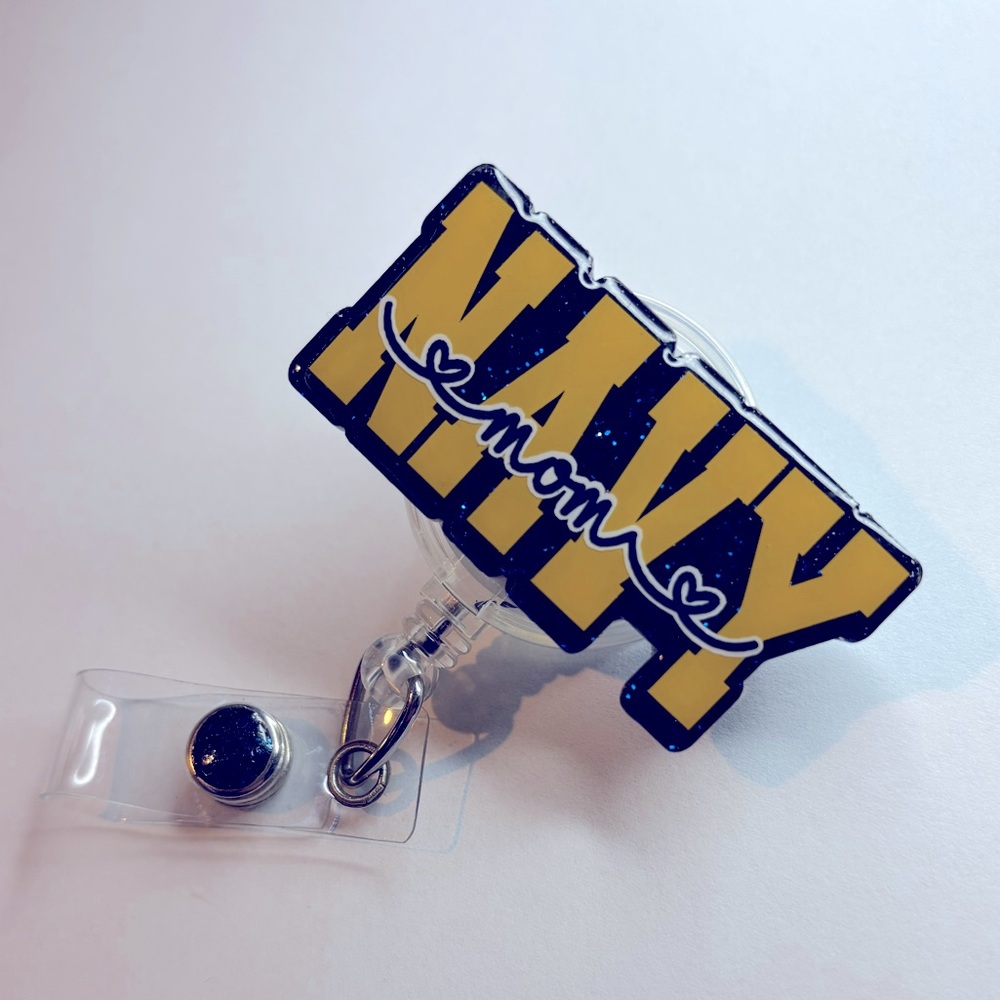 Navy mom badge reel! Glitter, nurse, healthcare